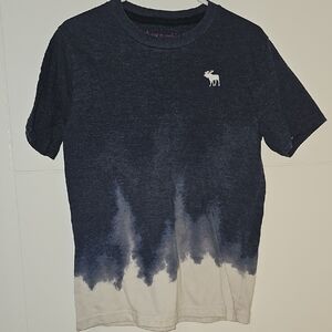 Abercrombie Kids Heathered Blue White Ombre Dip Dye Short Sleeve Tee Boys 7/8